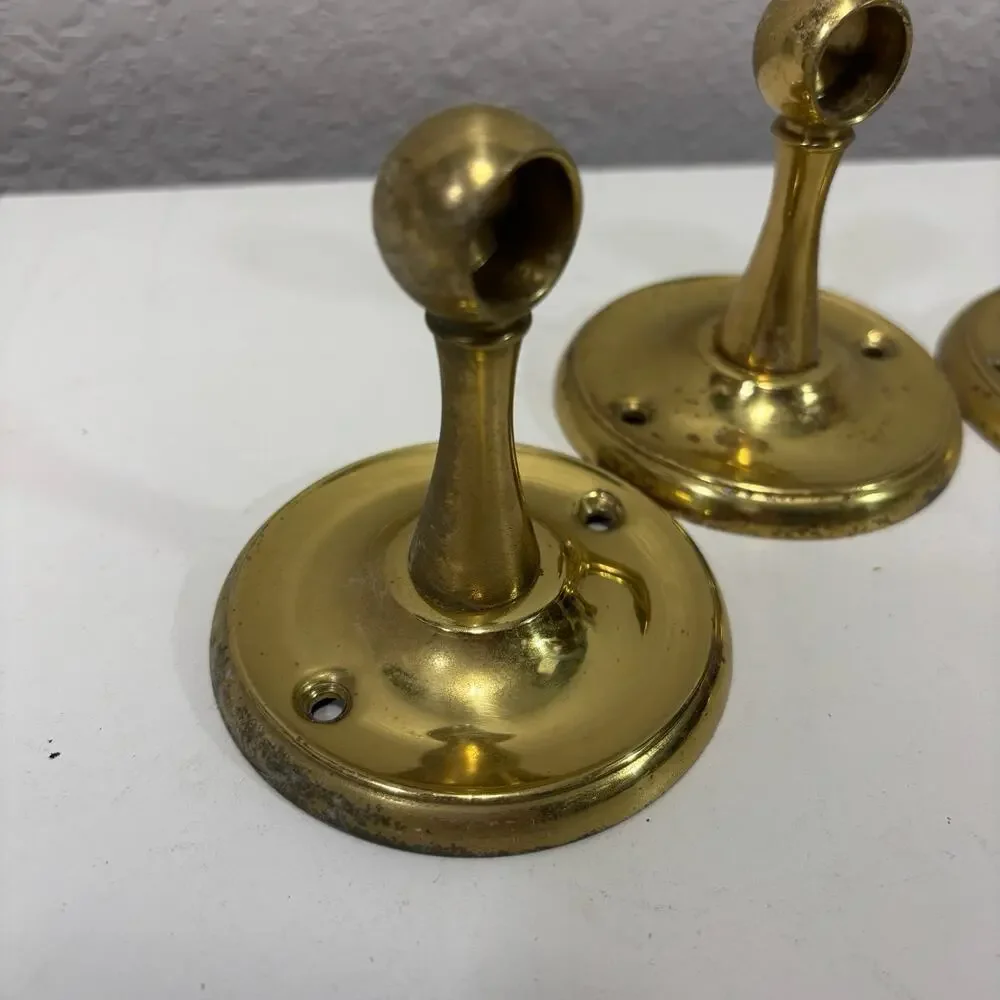 2 Pair Of Towel Bar Rail Brackets Toilet Paper Brass Polished Missing Rods